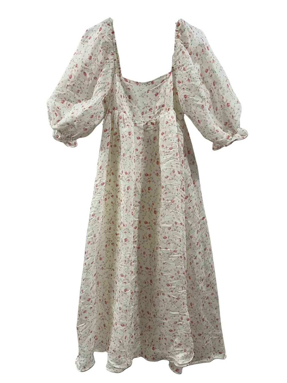 Worth Collective Buttery Floral Maxi Dress Fairy Puff Sleeve Small